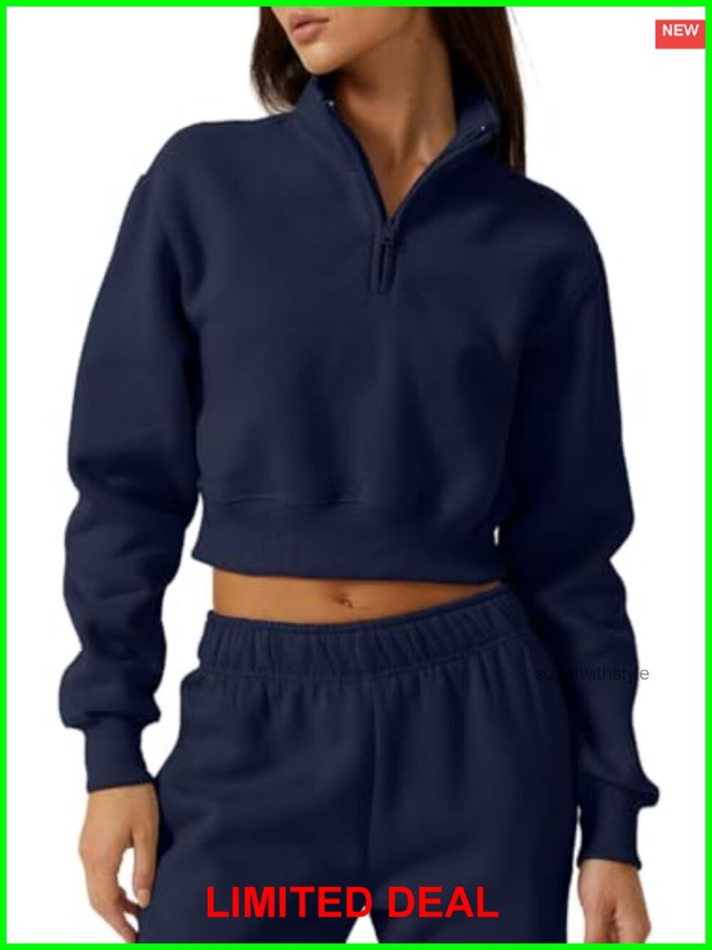 Women's Half Zip Crop Sweatshirt High Neck Long Sleeve Pullover
